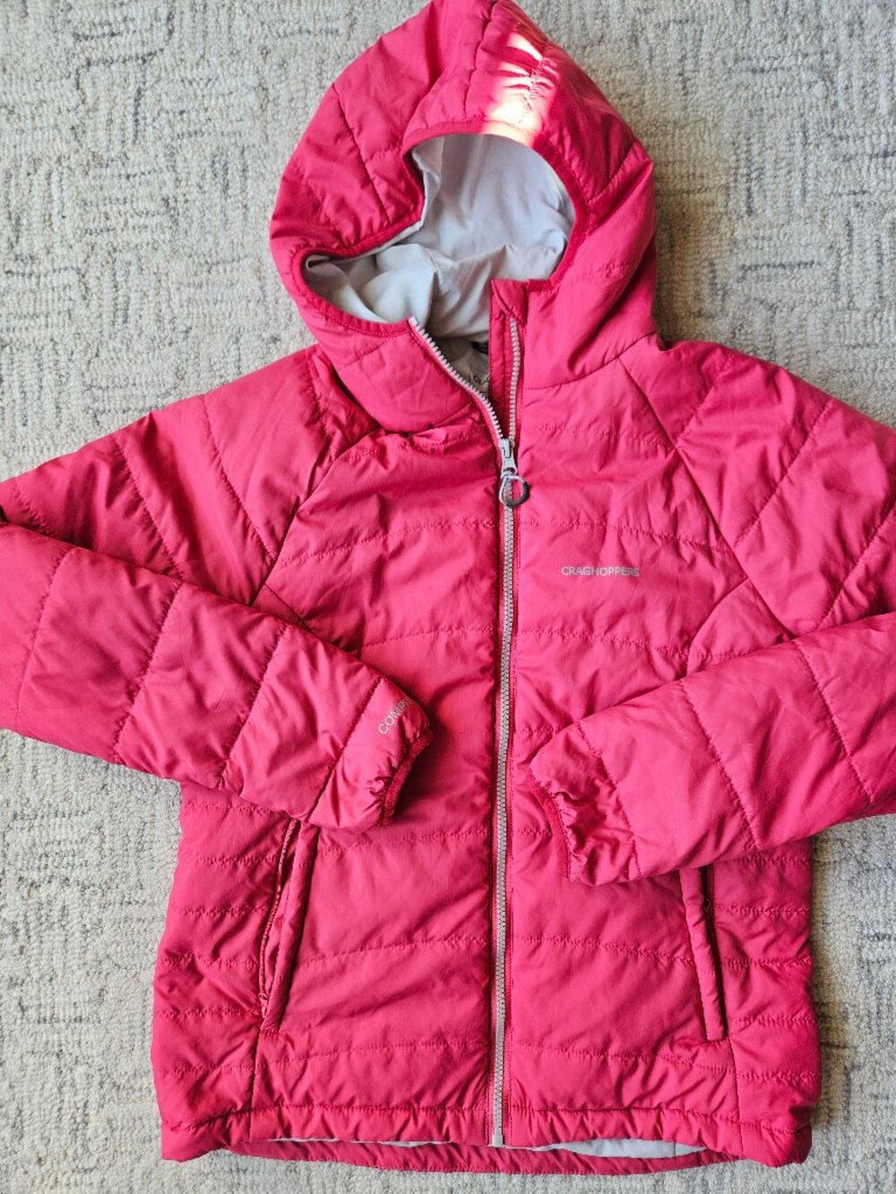 Craghoppers pink puffer jacket coat hood packable lightweight women's S